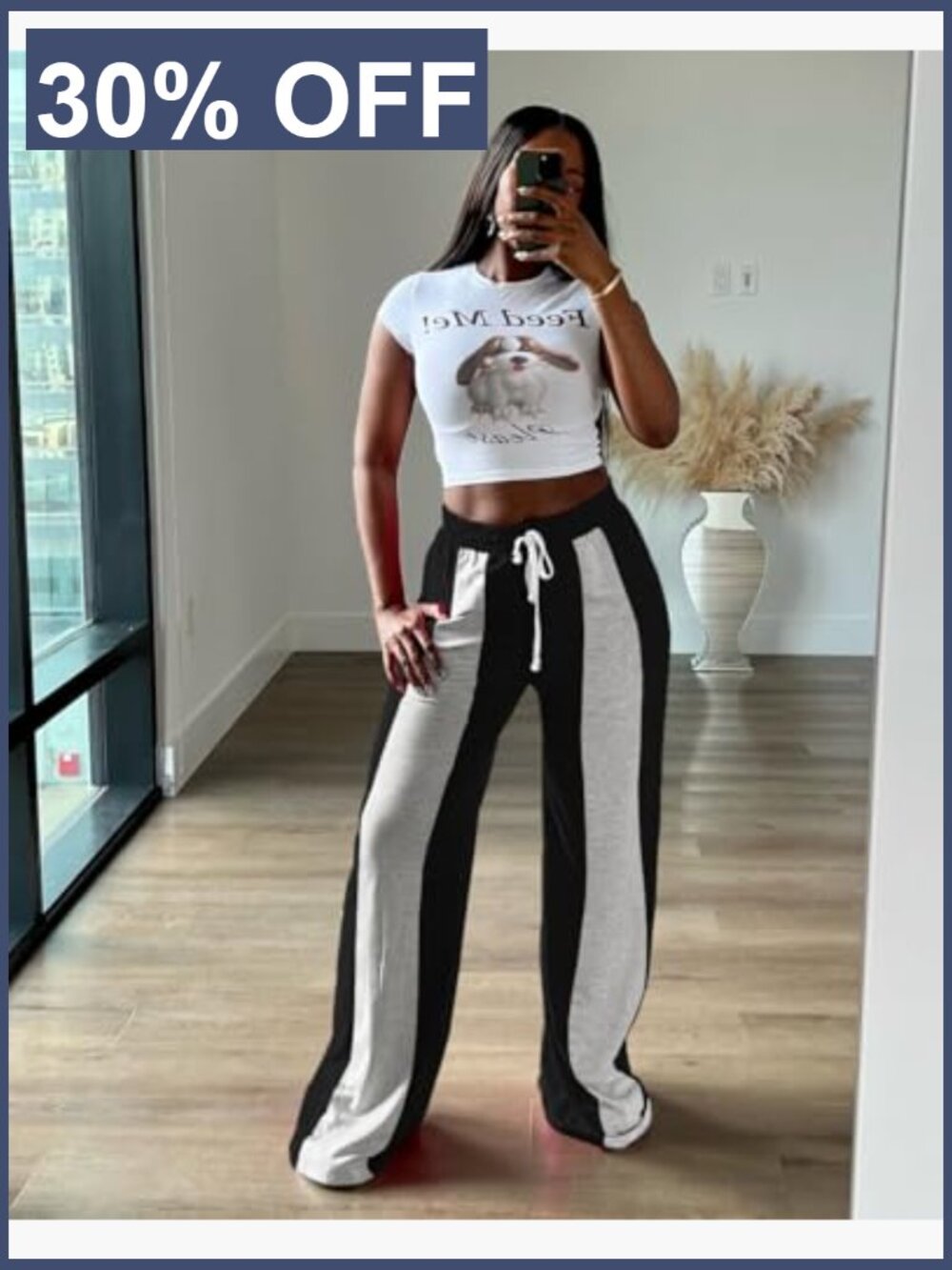 Wide Leg Sweatpants High Waisted Baggy Joggers Athletic Pants - Picture 2 of 7